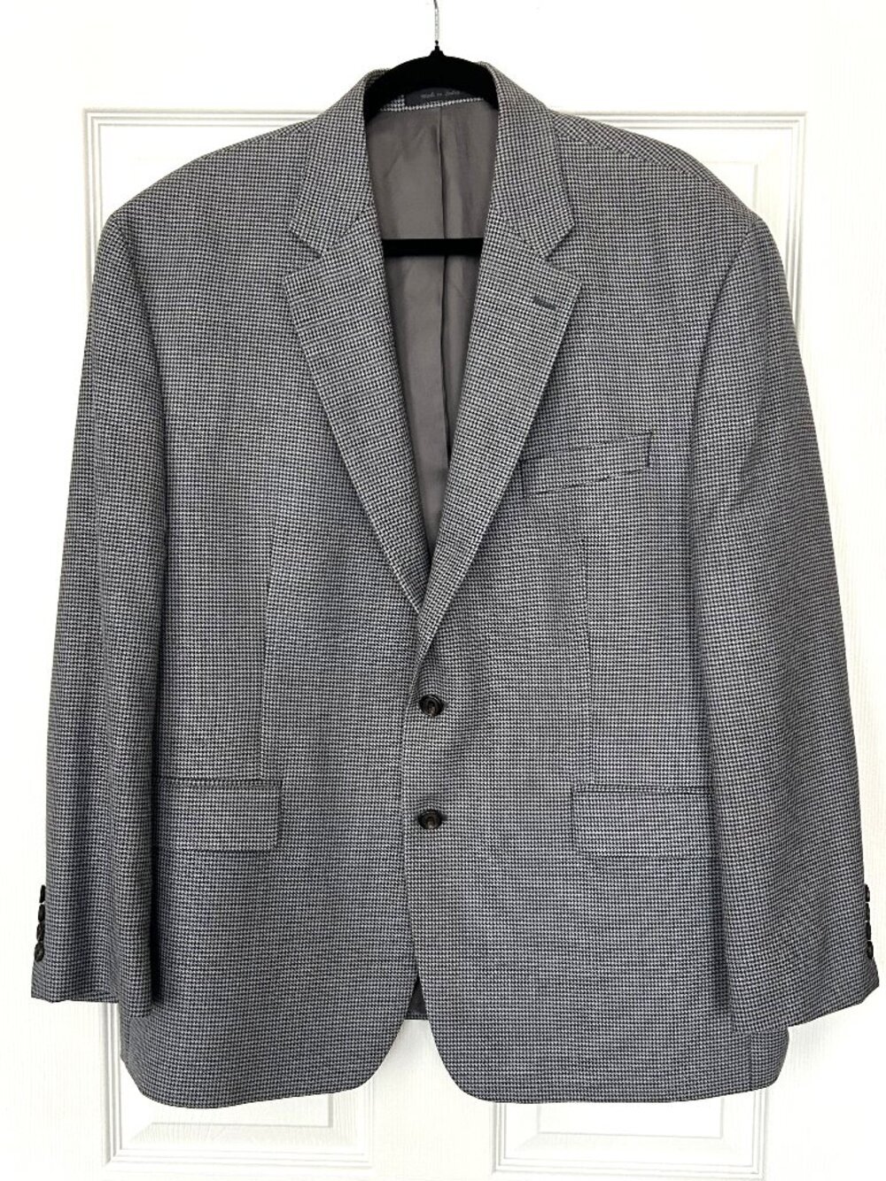 Lauren Ralph Lauren Blazer Mens 46S Gray Houndstooth Silk Wool Sport Coat